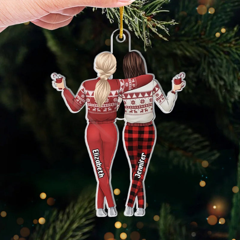 Happiness Is Mother And Daughter Time - Family Personalized Custom Ornament - Acrylic Custom Shaped - Christmas Gift For Mom, Daughter