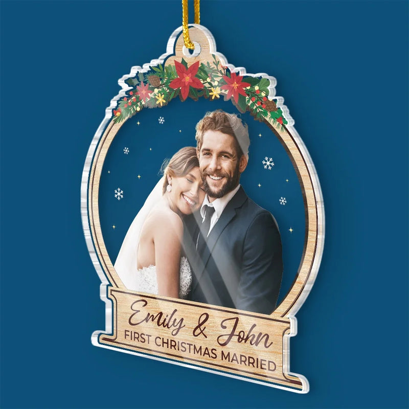 Custom Photo Our First Christmas Is A Dream Come True - Couple Personalized Custom Ornament - Acrylic Custom Shaped - Christmas Gift For Husband Wife, Anniversary, First Christmas