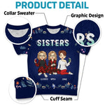 Custom Name Sisters Gifts for Women - Personalized Adult Short Sleeve Sweater