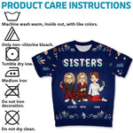 Custom Name Sisters Gifts for Women - Personalized Adult Short Sleeve Sweater