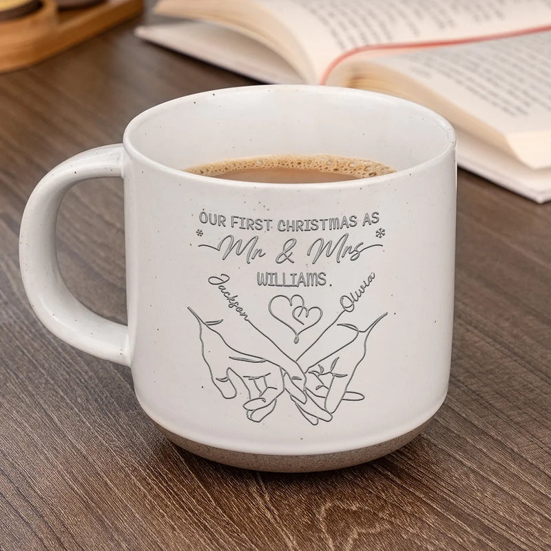 Love Is The Greatest Gift Of All - Couple Personalized Custom Pottery Mug - Christmas Gift For Husband Wife, Anniversary, First Christmas