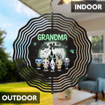 Grandma Of Mini Monsters - Family Personalized Custom Wind Spinner - Halloween Gift For Mom, Grandma