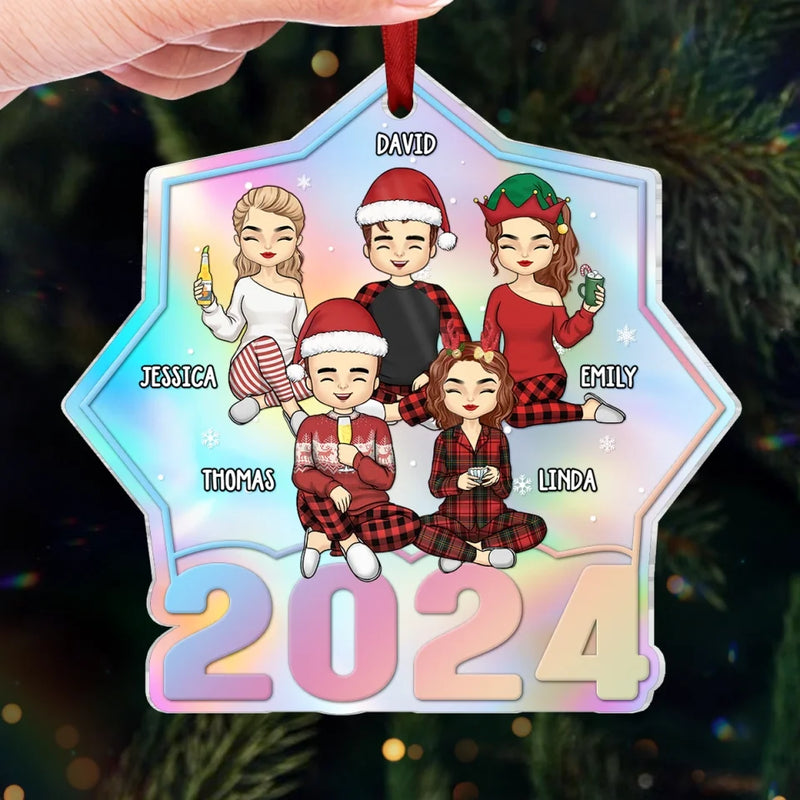 Home Is Where Family Gathers For Christmas - Family Personalized Custom Hologram Ornament - Christmas Gift For Family Members