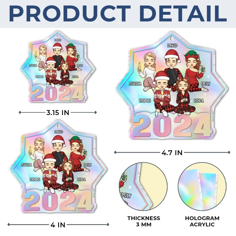 Home Is Where Family Gathers For Christmas - Family Personalized Custom Hologram Ornament - Christmas Gift For Family Members