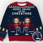 Merry And Bright With My Bestie By My Side - Bestie Personalized Custom Ugly Sweatshirt - Unisex Wool Jumper - Christmas Gift For Best Friends, BFF, Sisters