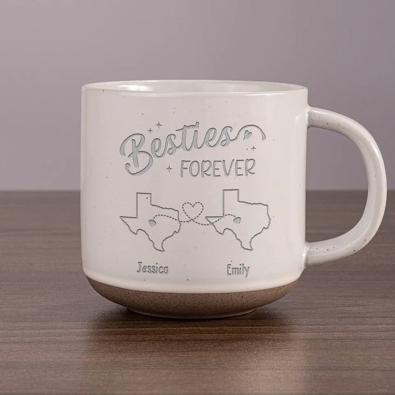 No Distance Can Weaken Our Bond - Bestie Personalized Custom Pottery Mug - Gift For Best Friends, BFF, Sisters