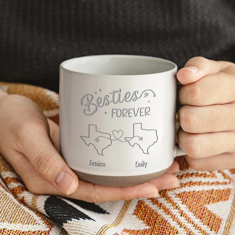 No Distance Can Weaken Our Bond - Bestie Personalized Custom Pottery Mug - Gift For Best Friends, BFF, Sisters