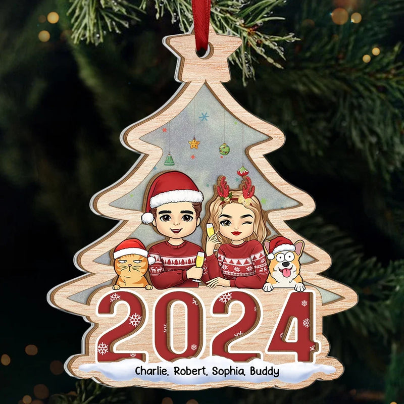 Together, We Make The Season Bright - Dog & Cat  Personalized Custom Wood & Acrylic Ornament - Christmas Gift For Husband Wife, Pet Owners, Pet Lovers