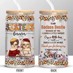 Custom Name Bestie Sister Gifts for Women - Personalized Glass Cup