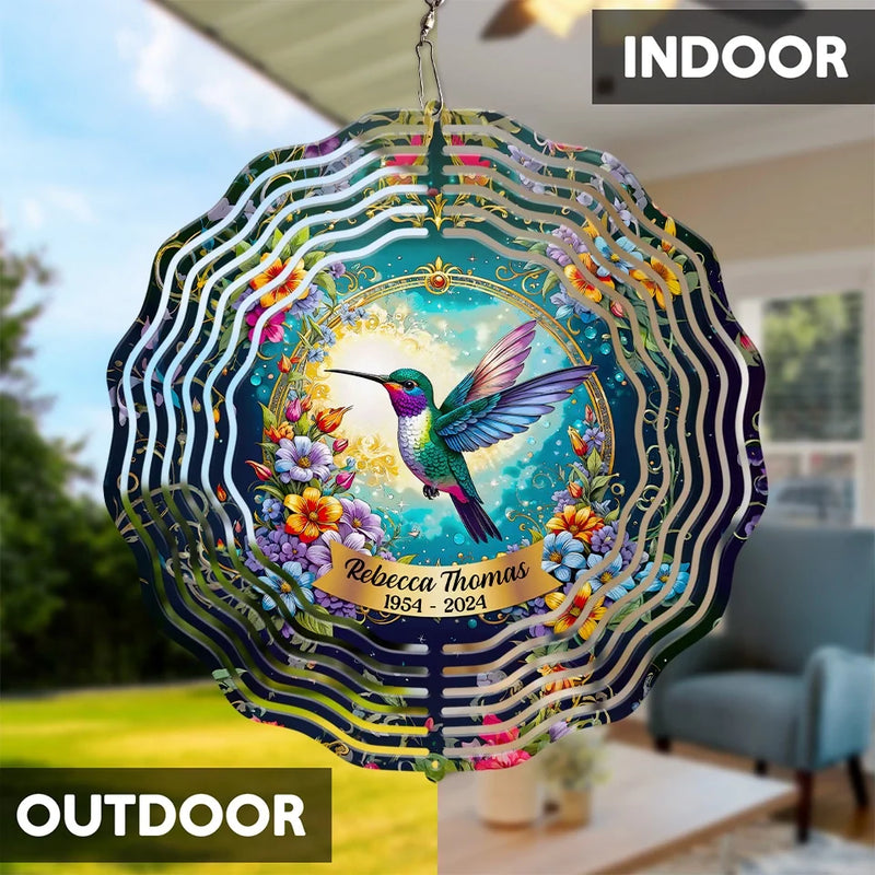 In Loving Memory, Your Light Shines On - Memorial Personalized Custom Wind Spinner - Sympathy Gift For Family Members