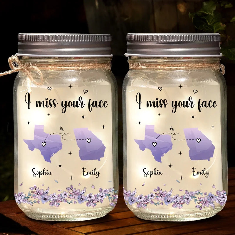 Distance Means Little When Someone Means So Much - Bestie Personalized Custom Mason Jar Light - Gift For Best Friends, BFF, Sisters