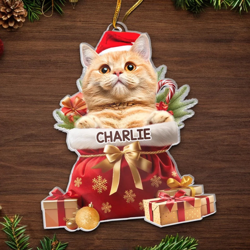 Custom Photo My Pet's Love Is The Best Present This Christmas - Dog & Cat Personalized Custom Ornament - Acrylic Custom Shaped - Christmas Gift For Pet Owners, Pet Lovers