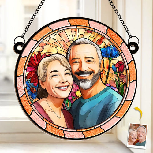 Gift For Father Personalized Dog Memorial Ornament Custom Photo Of Your Pet, Dog Lover Memorial Gift Window Hanging Suncatcher Ornament