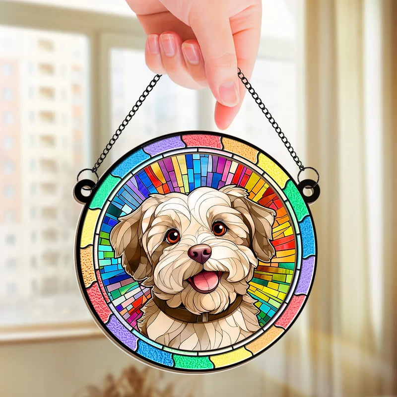Custom Photo Forever Loved, Never Forgotten - Memorial Personalized Window Hanging Suncatcher Ornament - Sympathy Gift For Pet Owners, Pet Lovers