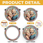 Custom Photo With You, I’m Home - Couple Personalized Window Hanging Suncatcher - Gift For Husband Wife, Anniversary