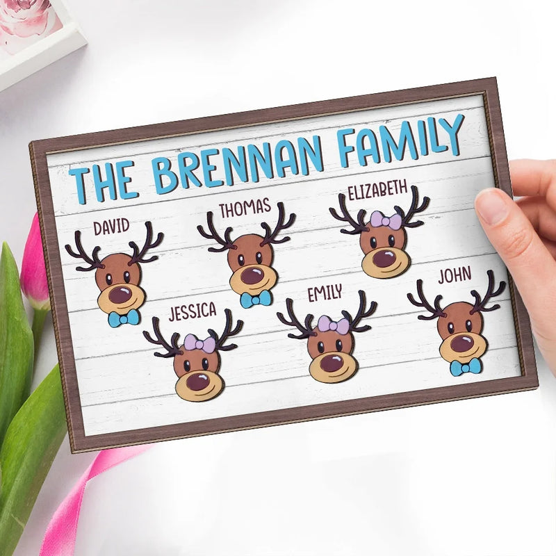 Jingle All The Way With My Reindeer Squad - Family Personalized Custom 2-Layered Wooden Plaque With Stand - Christmas Gift For Family Members