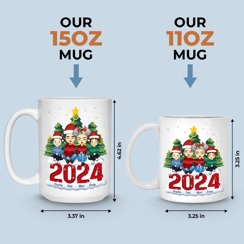 Christmas With My Family Is My Happy Place - Family Personalized Custom Mug - Christmas Gift For Family Members