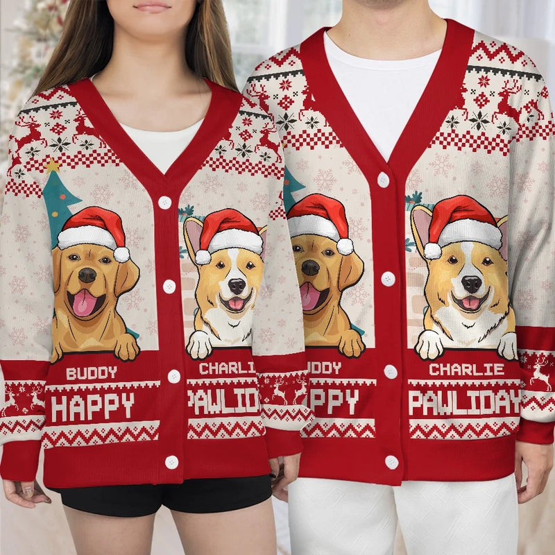 Furry Cuddles Make The Season Bright - Dog & Cat Personalized Custom Ugly Christmas Cardigan - Christmas Gift For Pet Owners, Pet Lovers
