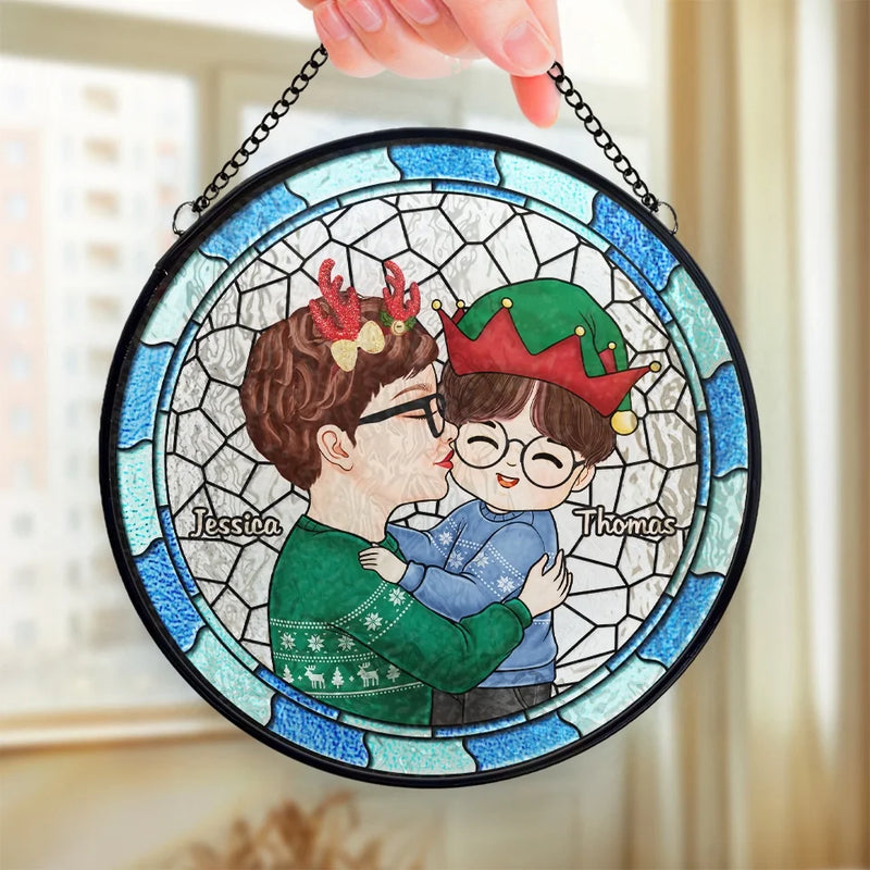 Remember This Christmas - Family Personalized Custom Stained Glass Window Hanging Suncatcher - Christmas Gift For Grandma
