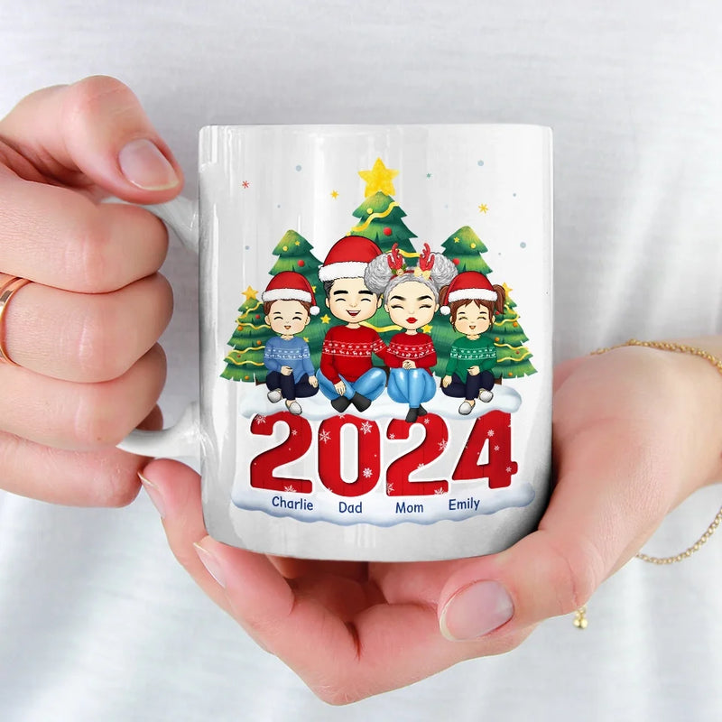 Christmas With My Family Is My Happy Place - Family Personalized Custom Mug - Christmas Gift For Family Members