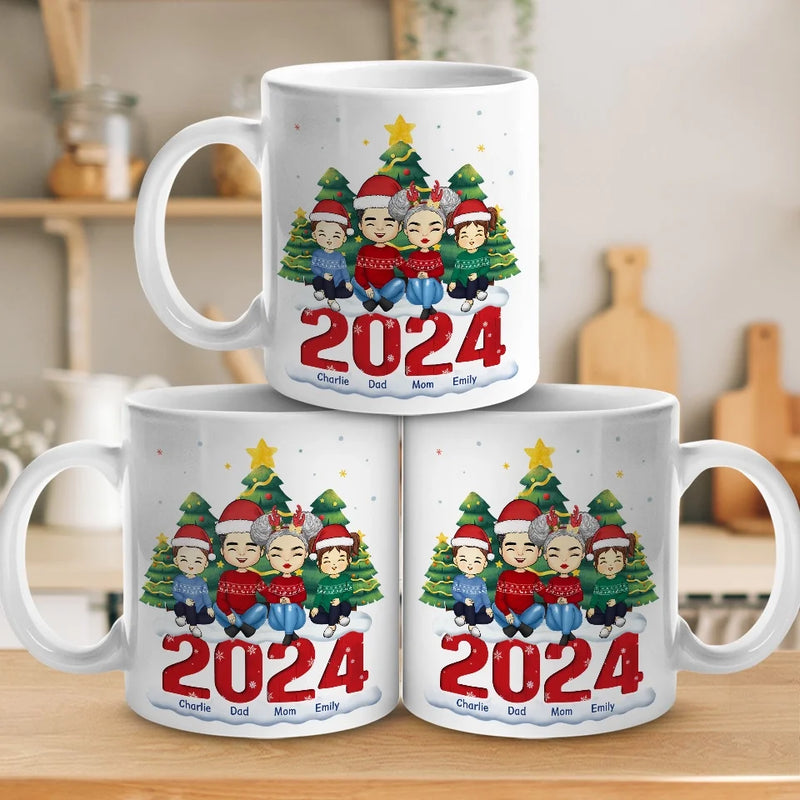 Christmas With My Family Is My Happy Place - Family Personalized Custom Mug - Christmas Gift For Family Members