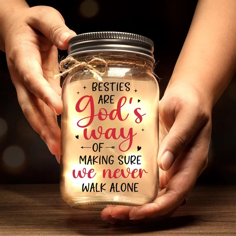 There's No Greater Joy Than Being In The Presence Of Friends - Bestie Personalized Custom Mason Jar Light - Christmas Gift For Best Friends, BFF, Sisters