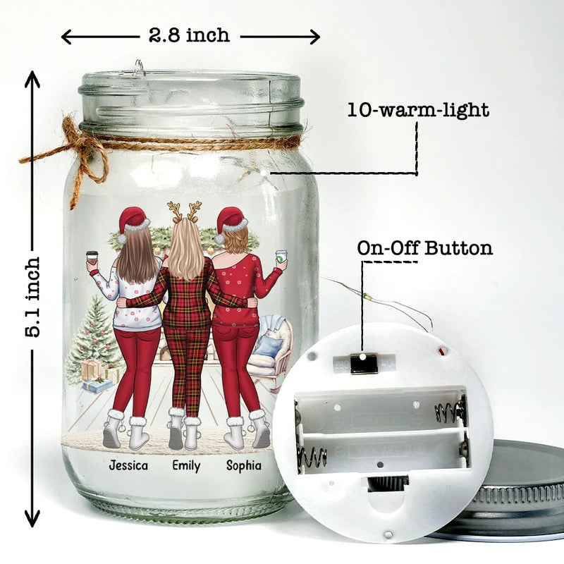 There's No Greater Joy Than Being In The Presence Of Friends - Bestie Personalized Custom Mason Jar Light - Christmas Gift For Best Friends, BFF, Sisters