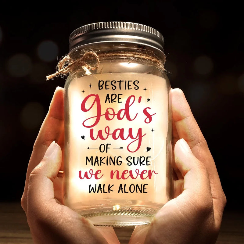 There's No Greater Joy Than Being In The Presence Of Friends - Bestie Personalized Custom Mason Jar Light - Christmas Gift For Best Friends, BFF, Sisters