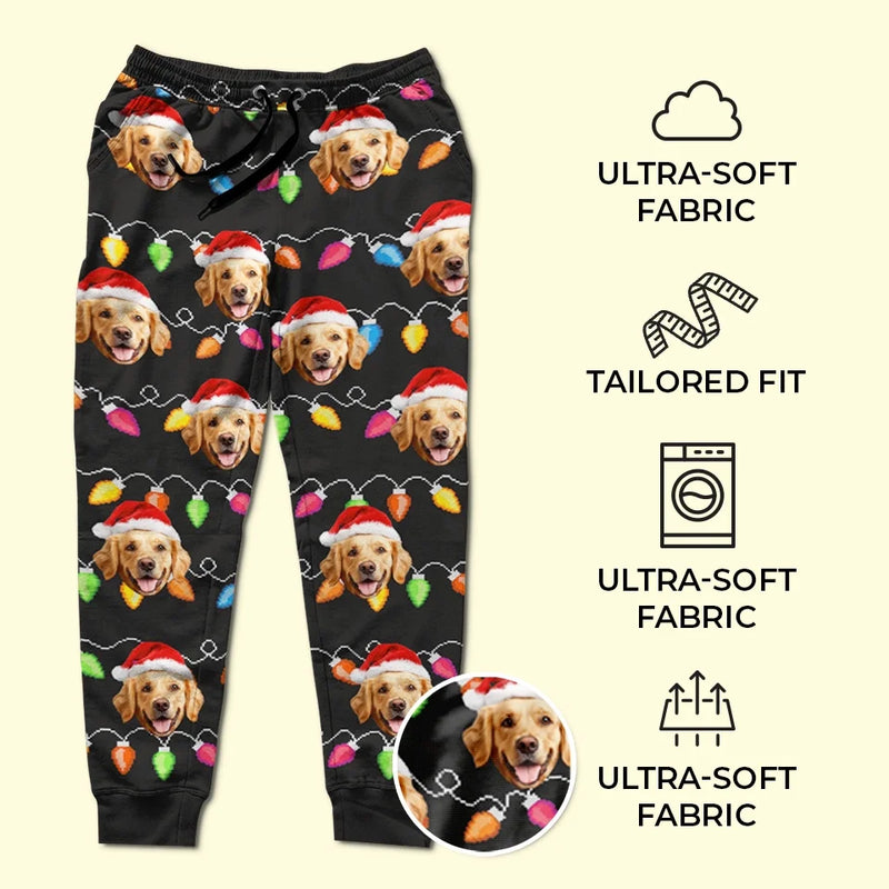 Custom Photo Furry Kisses And Christmas Wishes - Dog & Cat Personalized Custom Unisex Sweatpants - Christmas Gift For Pet Owners, Pet Lovers