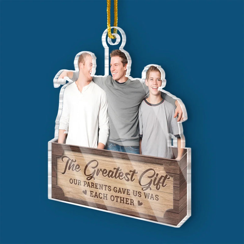 Custom Photo There Is No Greater Gift Than Brothers - Family Personalized Custom Ornament - Acrylic Custom Shaped - Christmas Gift For Family Members, Siblings, Brothers, Sisters