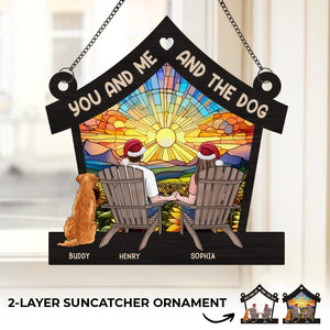 It's The Most Wonderful Time Of The Year - Couple Personalized Window Hanging Suncatcher Ornament - Christmas Gift For Husband Wife, Anniversary, Pet Owners, Pet Lovers