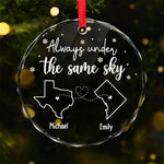 Custom Name Long Distance Couple Gifts - Personalized Glass Ornament