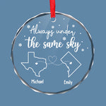 Custom Name Long Distance Couple Gifts - Personalized Glass Ornament