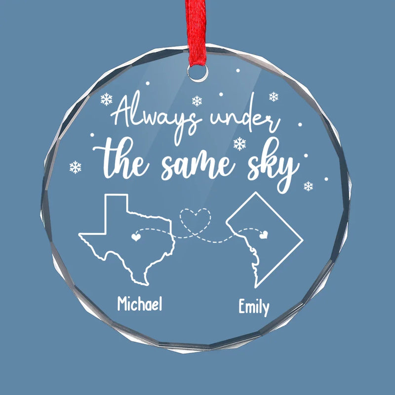 Love Knows No Borders - Couple Personalized Custom Circle Glass Ornament - Christmas Gift For Husband Wife, Anniversary