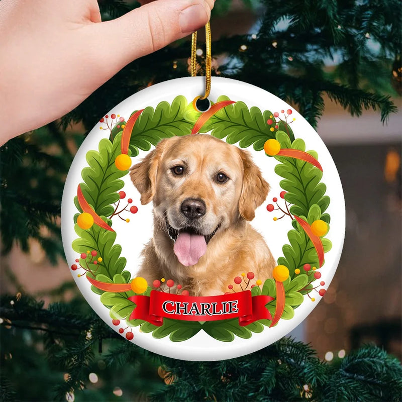 Custom Photo Keep Your Pet Close To Your Heart This Christmas - Dog & Cat Personalized Custom Ornament - Ceramic Round Shaped - Christmas Gift For Pet Owners, Pet Lovers