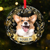 Custom Photo Happiness Is A Warm Puppy Or A Purring Kitty - Dog & Cat Personalized Custom Circle Glass Ornament - Christmas Gift For Pet Owners, Pet Lovers