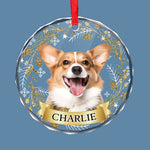 Custom Photo Happiness Is A Warm Puppy Or A Purring Kitty - Dog & Cat Personalized Custom Circle Glass Ornament - Christmas Gift For Pet Owners, Pet Lovers