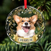 Custom Photo Happiness Is A Warm Puppy Or A Purring Kitty - Dog & Cat Personalized Custom Circle Glass Ornament - Christmas Gift For Pet Owners, Pet Lovers