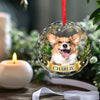 Custom Photo Happiness Is A Warm Puppy Or A Purring Kitty - Dog & Cat Personalized Custom Circle Glass Ornament - Christmas Gift For Pet Owners, Pet Lovers