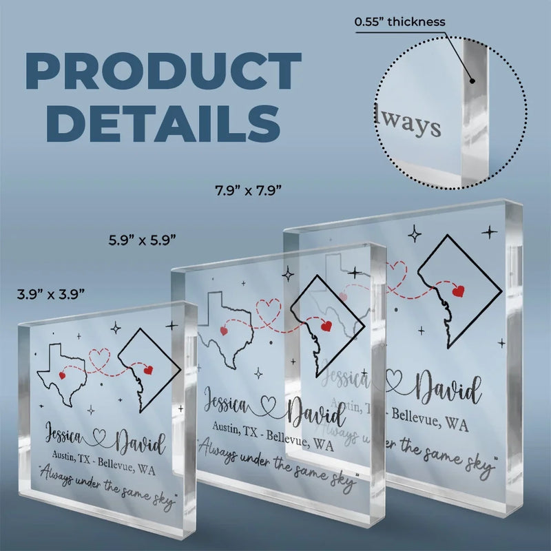 Always Under The Same Sky - Couple Personalized Custom Square Shaped Acrylic Plaque - Gift For Husband Wife, Anniversary