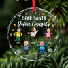 Custom Photo Dear Santa Define Naughty - Family Personalized Custom Circle Glass Ornament - Christmas Gift For Grandkids