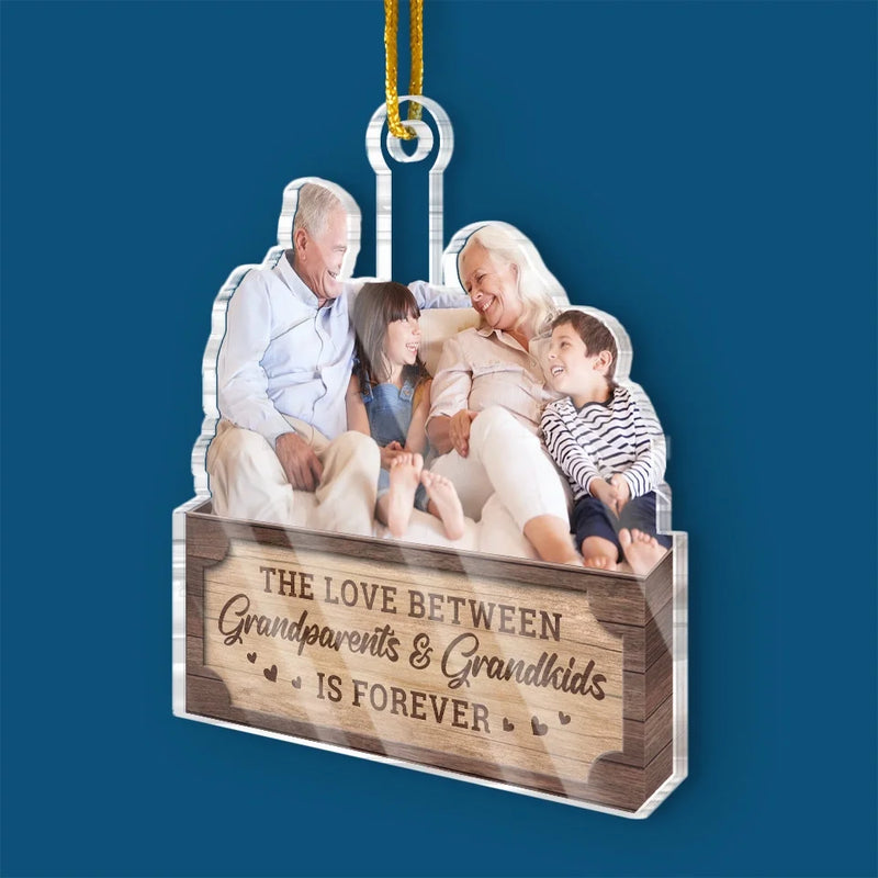 Custom Photo The Love Between Grandparents And Grandkids Is Forever - Family Personalized Custom Ornament - Acrylic Custom Shaped - Christmas Gift For Grandma, Grandpa