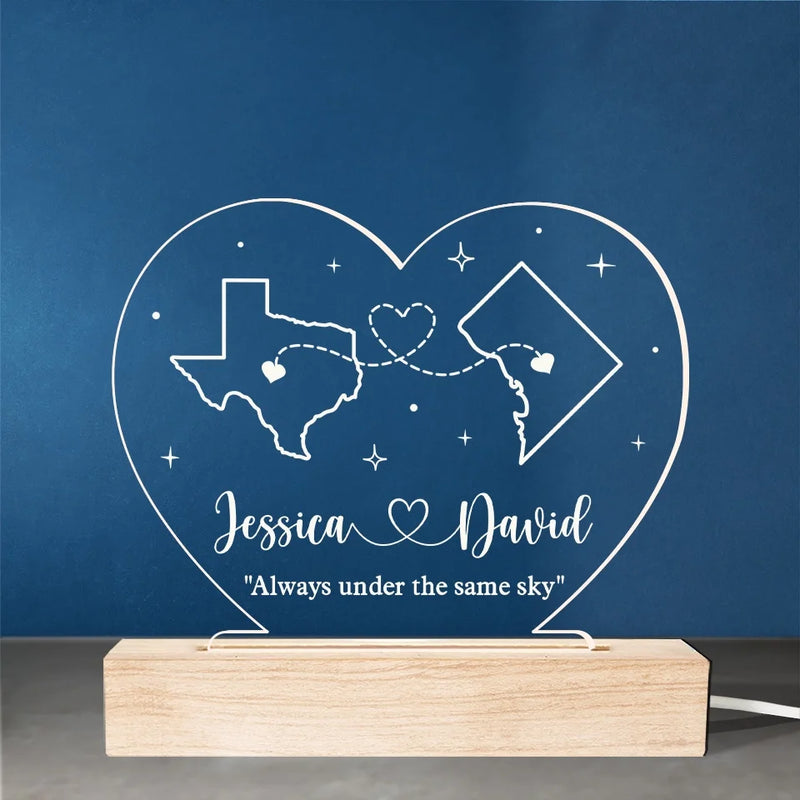 Together Under One Sky - Couple Personalized Custom Shaped 3D LED Light - Gift For Husband Wife, Anniversary