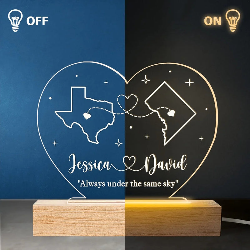 Together Under One Sky - Couple Personalized Custom Shaped 3D LED Light - Gift For Husband Wife, Anniversary