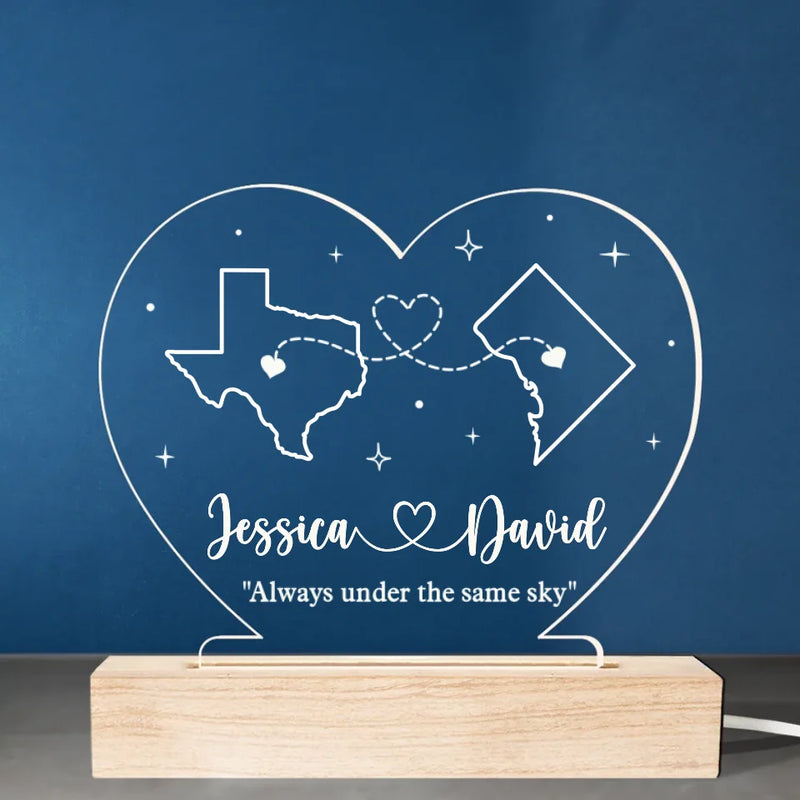 Together Under One Sky - Couple Personalized Custom Shaped 3D LED Light - Gift For Husband Wife, Anniversary