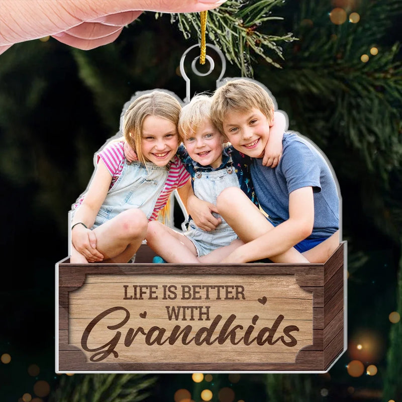 Custom Photo Family Is A Blessing We Can Always Count On - Family Personalized Custom Ornament - Acrylic Custom Shaped - Christmas Gift For Grandma, Grandpa