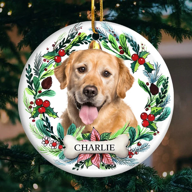 Custom Photo Christmas Is Better With Hot Cocoa And A Pet On Your Lap - Dog & Cat Personalized Custom Ornament - Ceramic Round Shaped - Christmas Gift For Pet Owners, Pet Lovers