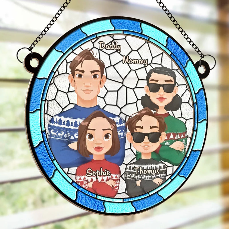 Together, We Celebrate The Magic Of The Season - Family Personalized Window Hanging Suncatcher Ornament - Christmas Gift For Family Members