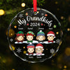 The Best Part Of Christmas Is Sharing It With You - Family Personalized Custom Circle Glass Ornament - Christmas Gift For Grandkids