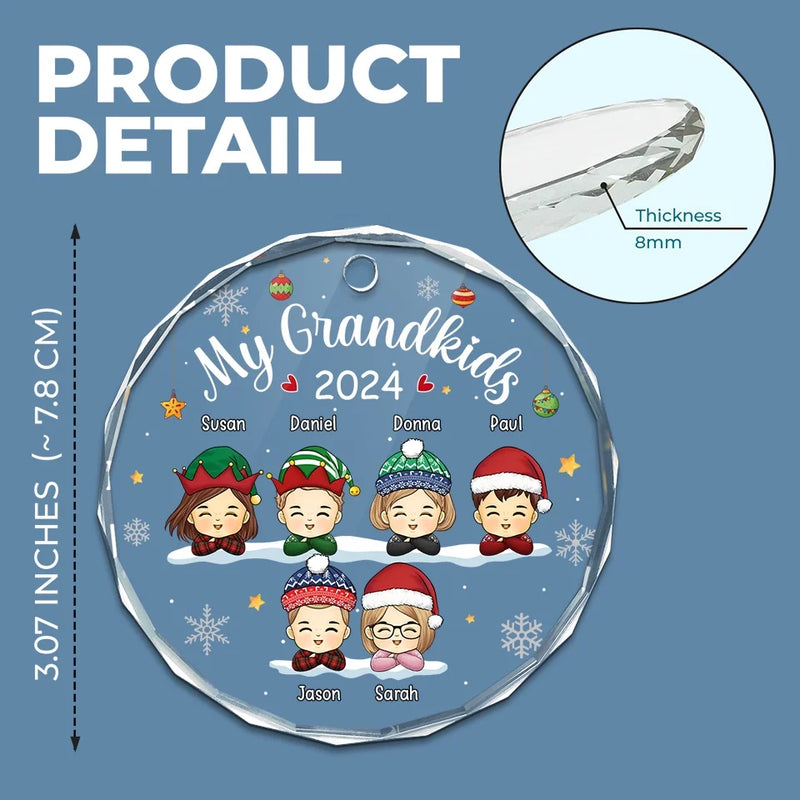 The Best Part Of Christmas Is Sharing It With You - Family Personalized Custom Circle Glass Ornament - Christmas Gift For Grandkids